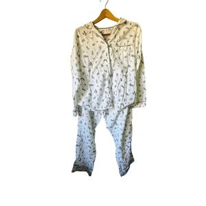 Gilligan & OMalley Women's XL Pajama Set Botanical Print Sleepwear White